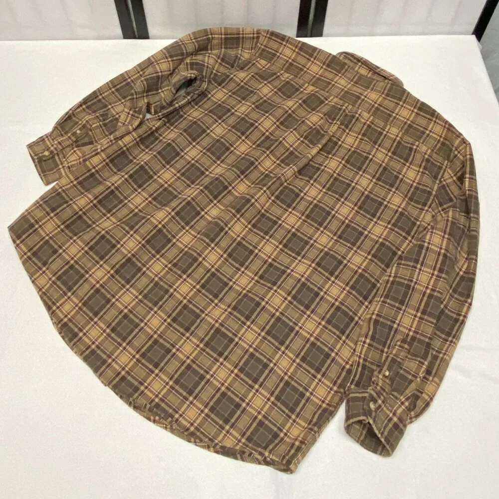 Carhartt Plaid Flannel Shirt 2XLT Brown Rust Long Sleeve Brushed Cotton Workwear - Picture 8 of 14